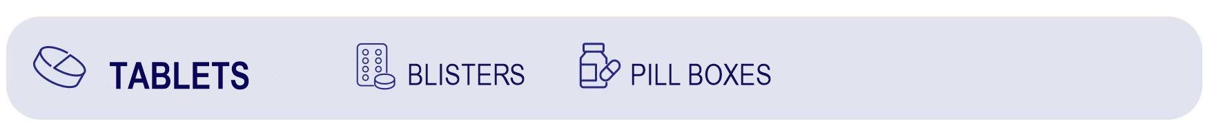 Tablets – blister and pill box packaging
