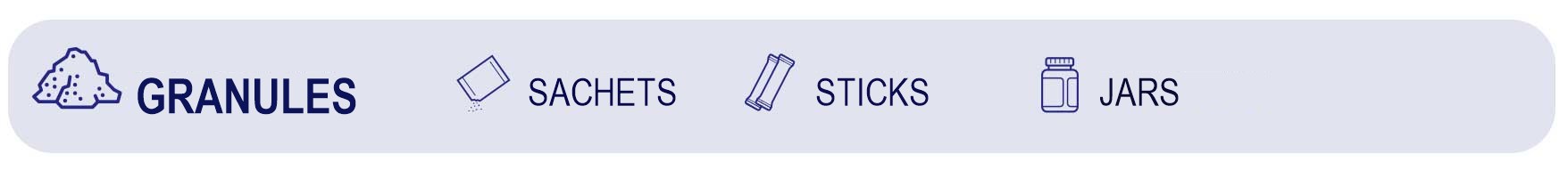 Granules – sachets, sticks and jars