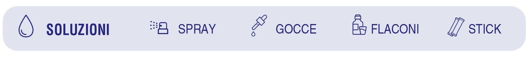 Soluzioni – spray, gocce, flaconi e stick